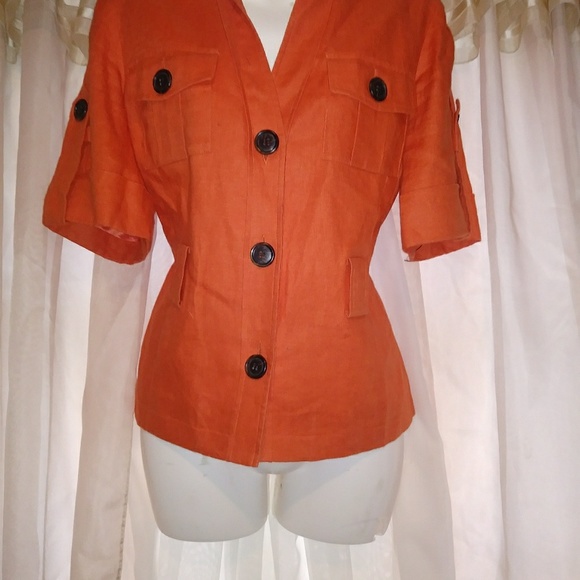 Anne Klein Jackets & Blazers - Orange Button Coat Anne Klein Short Sleeve